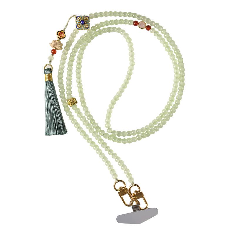 Original Handmade Long Crossbody Phone Chain with Glass Beads and Tassels In a New Chinese Style