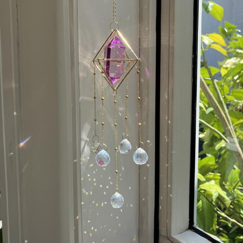 Crystal Windchime Love Heart Pendant Hanging Wind Chimes Sun Catchers Window Rainbow Chaser Outdoor Garden Home Decor Gifts