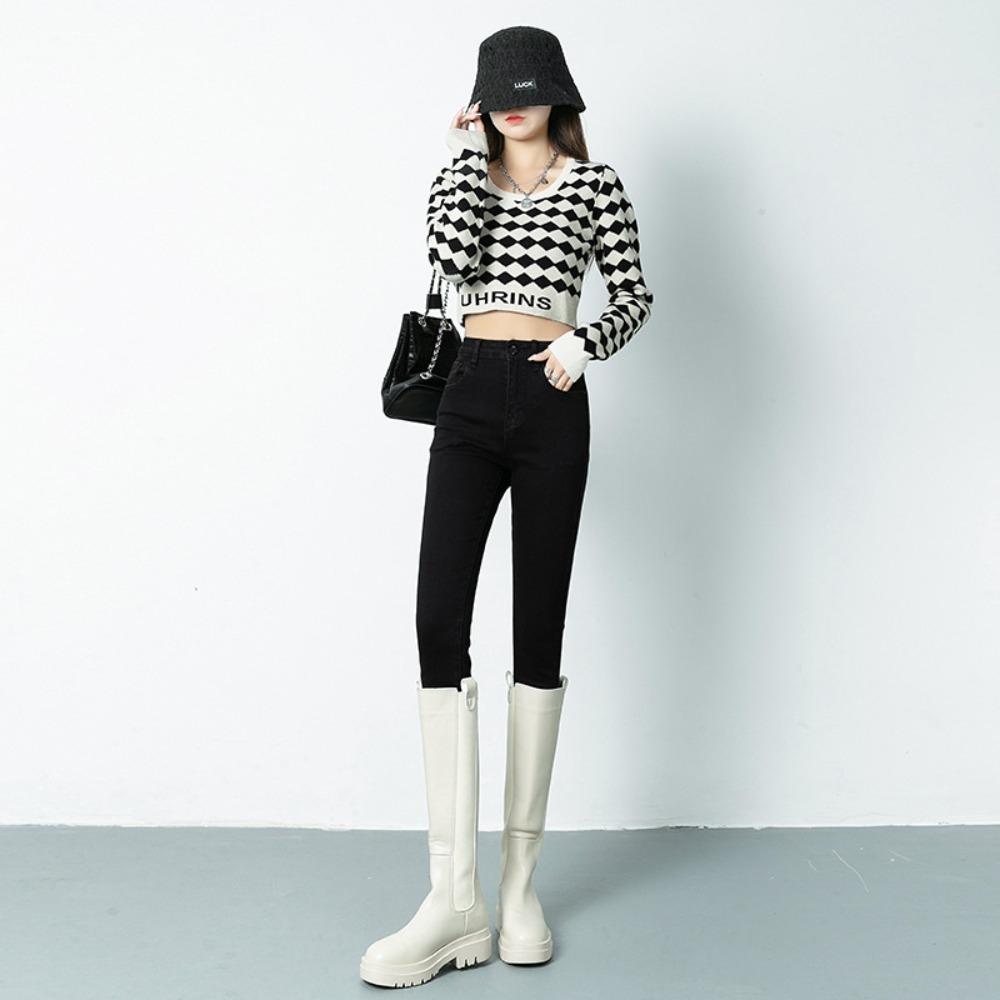 Commuter Internet celebrity jeans women's high waist leggings 2025 autumn and winter new thin elastic pencil pants