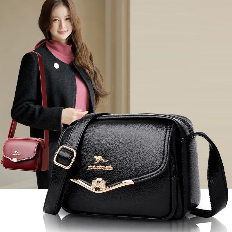 2025 new small square bag women's bag soft leather texture Korean version trendy fashion simple women's shoulder crossbody handbag