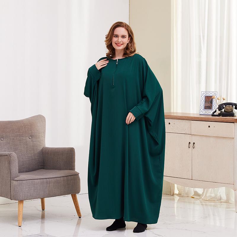 Big Swing Batwing Sleeve Solid Color Muslim Dress XG2056