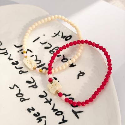 Colored Rice Beads Irregular Cat Design Bracelet, Light Luxury High-End Creative Cartoon Cute Temperament Jewelry