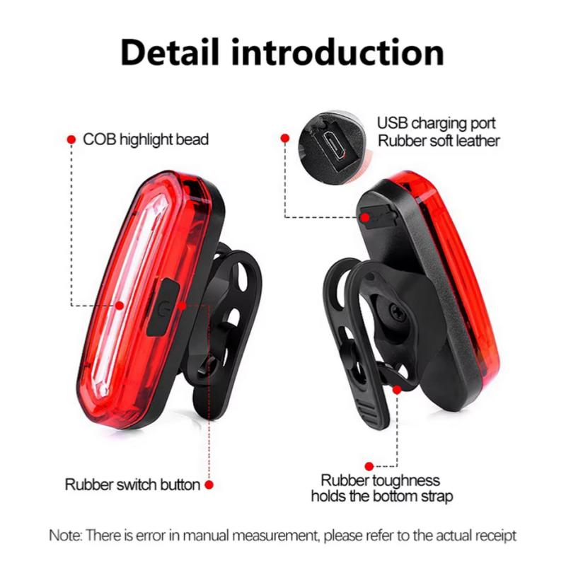 Bicycle Taillight MTB Red Bike Rear Light USB Rechargeable LED Cycling Bike Warning Light Mountain Bicycle Lamp
