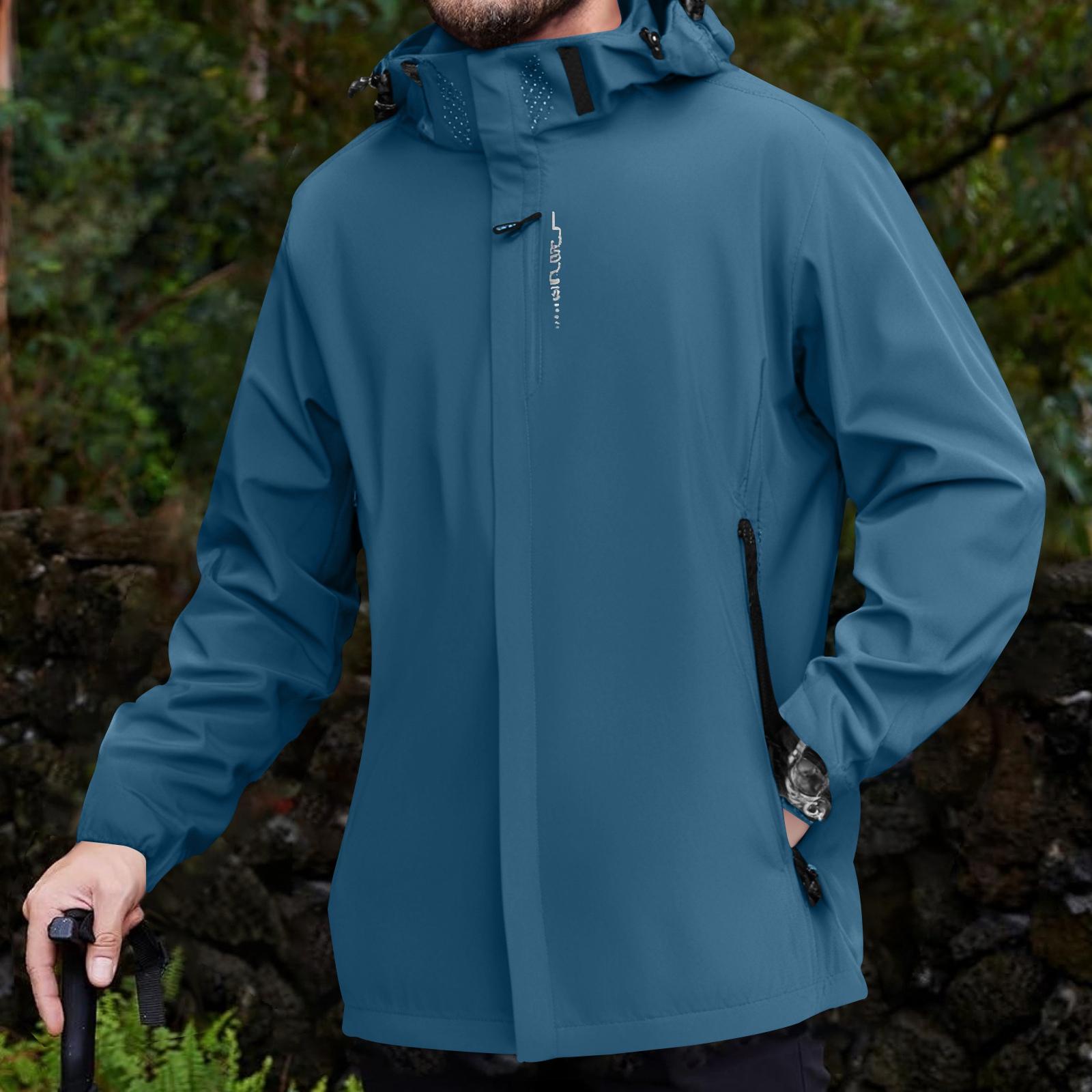 

Мужская уличная ветровка с капюшоном - Ветрозащитная и водонепроницаемая верхняя одежда L