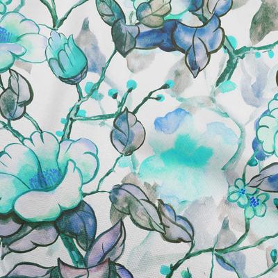 Cotton Flex Turquoise Blue Fabric Florals Sewing Fabric By The Yard Printed Diy Clothing Sewing Supplies 40 Inch