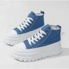 Women's Lace Up Front High Top Flat Canvas Shoes, Casual and Comfortable Height Increasing Sports Shoes
