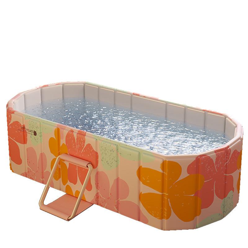 Foldable Portable Hot Tub with Dual Drainage Design for Home Gym Large Collapsible Ice Bath Tub for Relaxation
