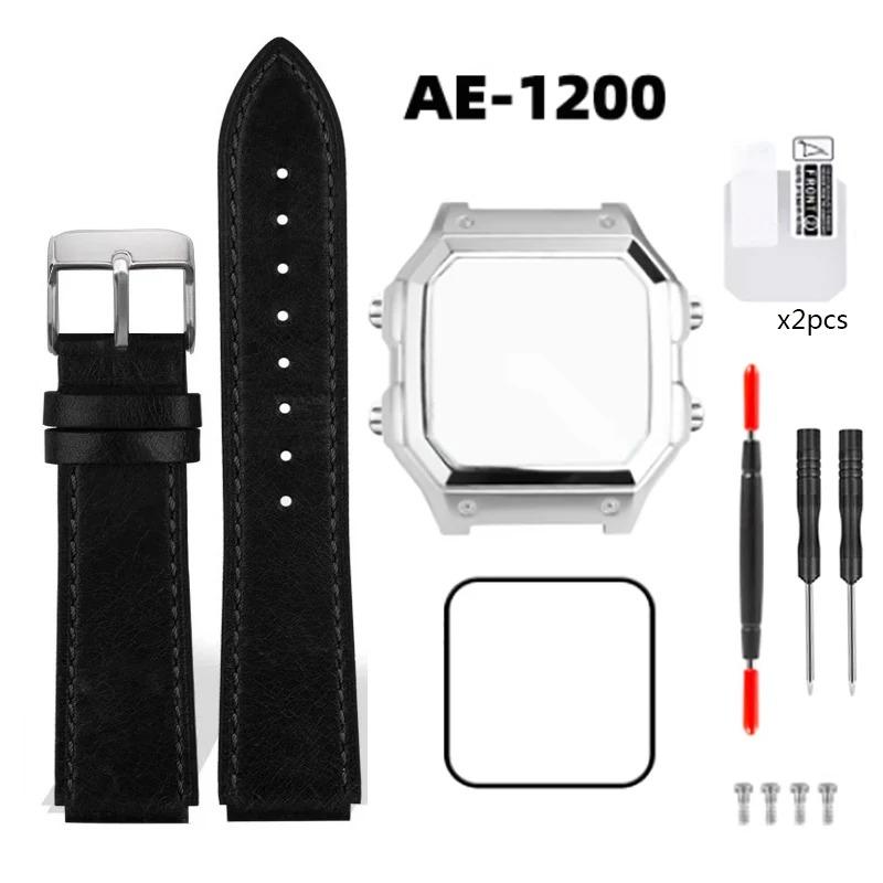 Pro Casio 3299 AE-1200 AE-1200WH AE1300 Modifikované pouzdro hodinek z nerezové oceli 304 AE1200 Celokovové pouzdro Ocelový řemínek