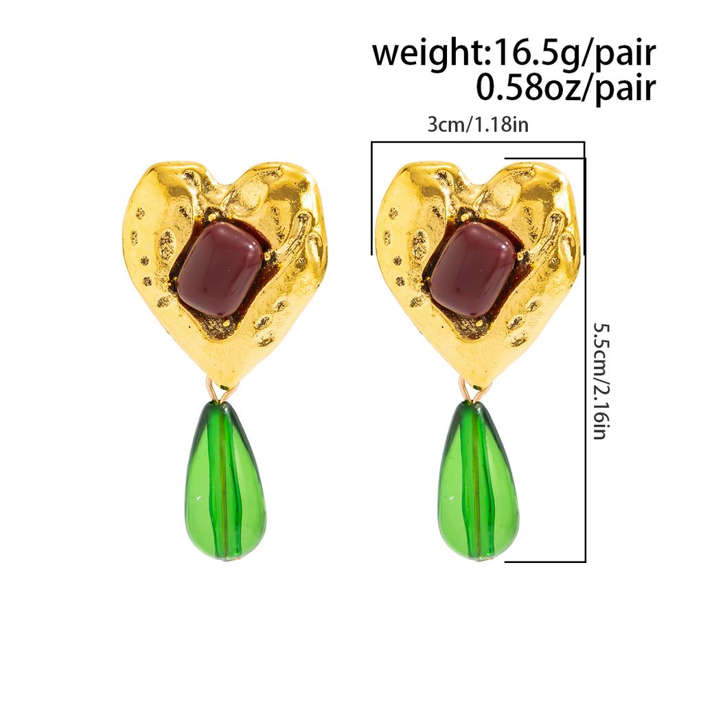 Salircon Vintage 1 Pair Metal Heart Dangle Earrings for Women New Bohemia Gold Color Earrings Jewelry Daily Accessories Gifts