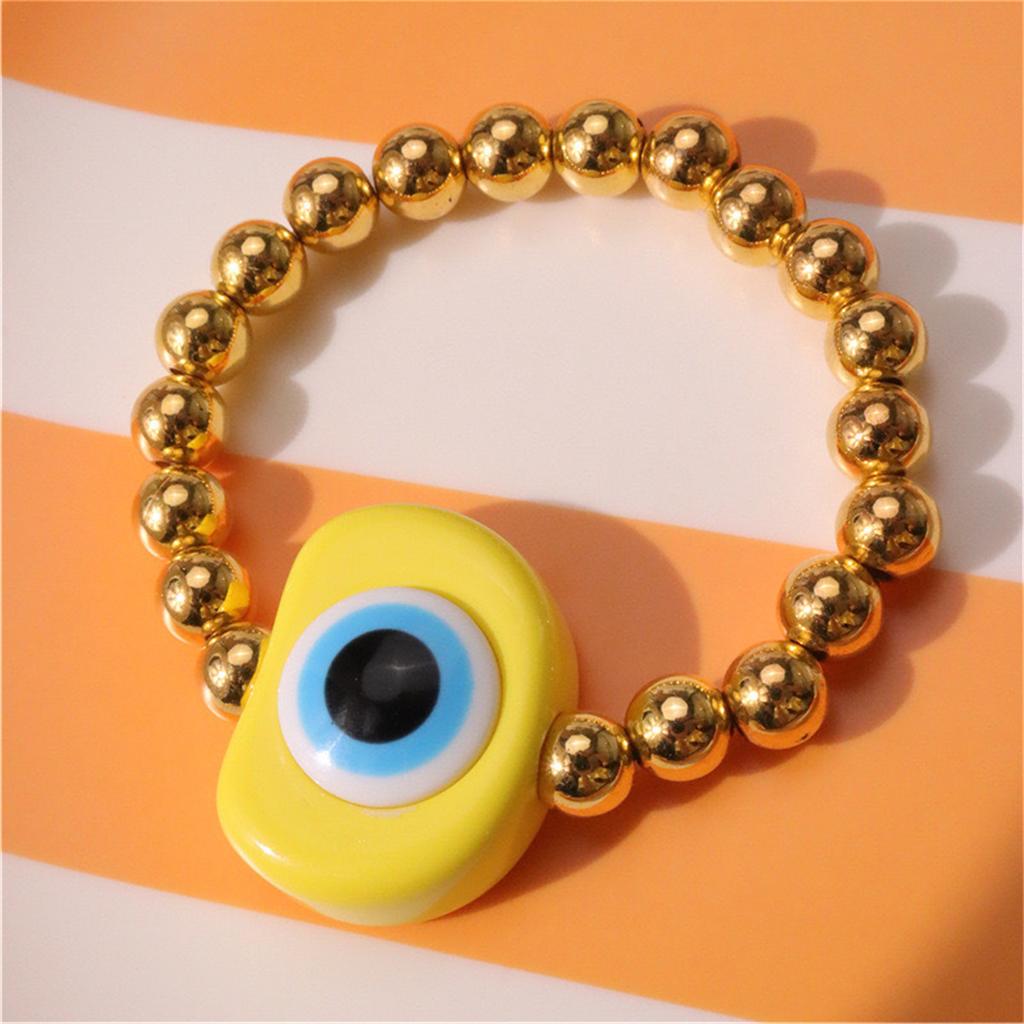 Vintage Cool Resin Blue Evil Eyes Exaggeration Bracelets Round Beaded Bangle Bohemian Jewelry Women Trend Popular Trend Bracelet