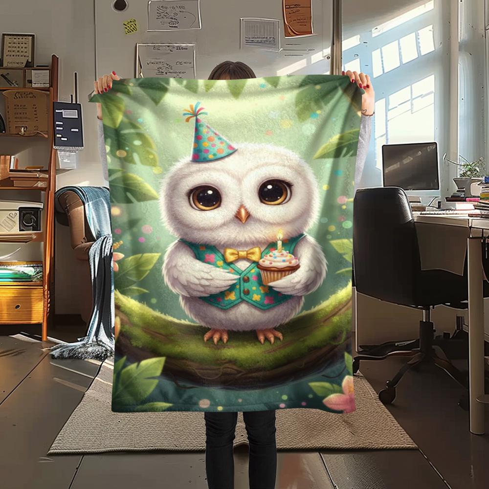 1PC Cute-style animals Print FlAannel Blanket, High quality Comfortable for All Seasons, Home Decor, Warmth and Comfort