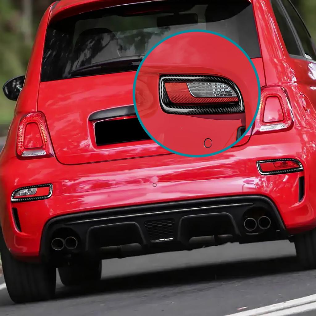 AIRSPEED Carbon Fiber Rear Fog Lamp Decorative Frame Stickers for Abarth Custom Exterior Tape Garnish Carbon 595/695 (2017-2024) - Accessories,