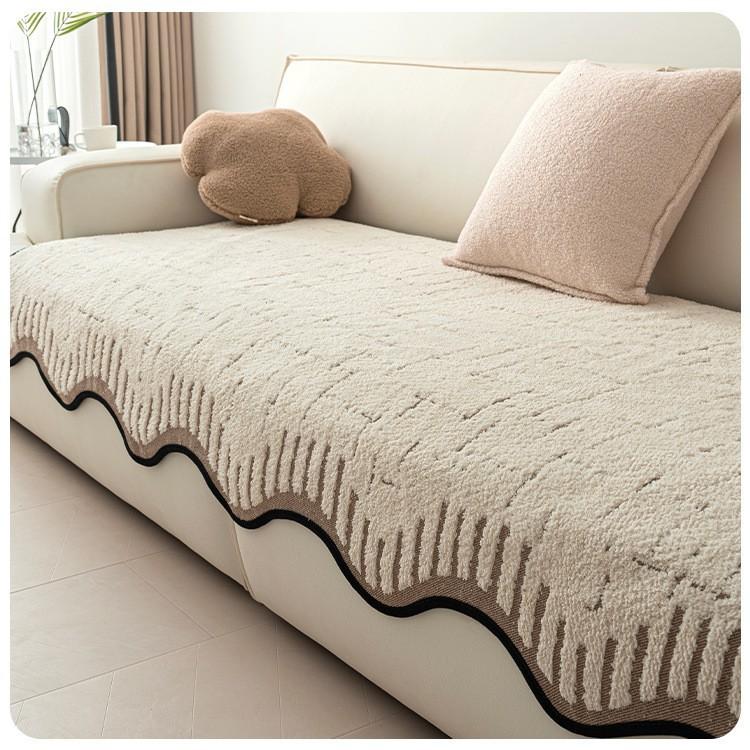 2025 New Plush Shaped Sofa Cushion Autumn And Winter New Straight Leather Sofa Cushion Thickened Non-slip Irregular Sofa Cover