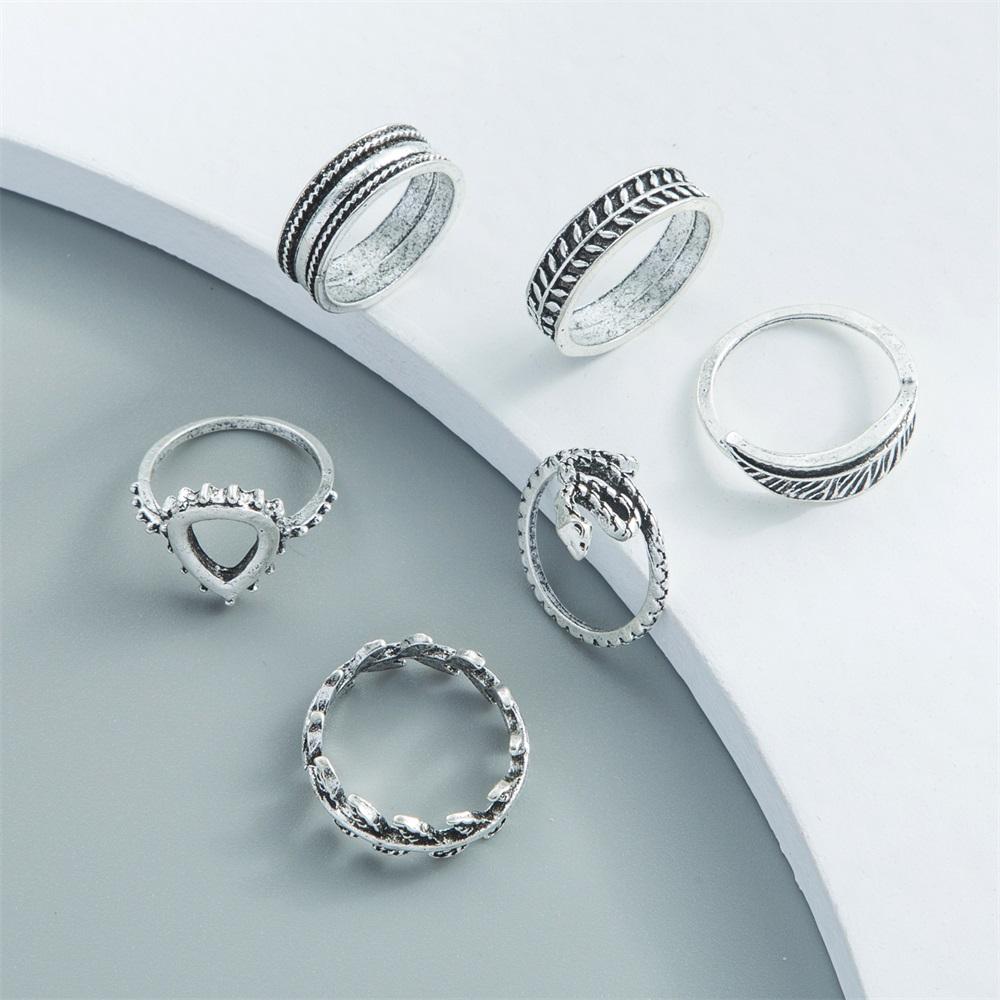 Retro ovaler Ring sechsteiliges geometrisches Ring-Set schlichter Ring beliebter Damenschmuck