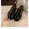 Thick-soled Women's Soft Velvet Loafers with Thick Heels and Embroidered Retro Women's Small Leather Shoes with One Pedal.
