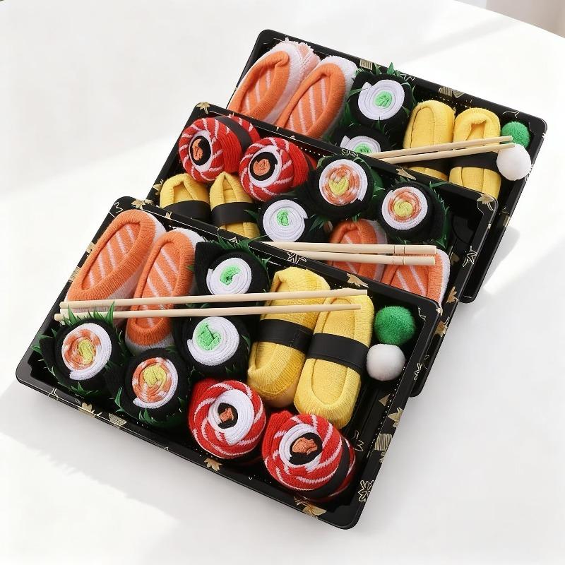 6 párů 2026 Kreativní Novinka Zábavné Jídlo Sushi Ponožky Měkké Pohodlné Prodyšné Středně vysoké Ponožky pro Muže Ženy Vánoční Dárek Ponožky