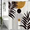 Modern Leaf Arch Sun Shower Curtain, Bathroom Decorative Shower Curtain, Waterproof Shower Curtain with Hooks