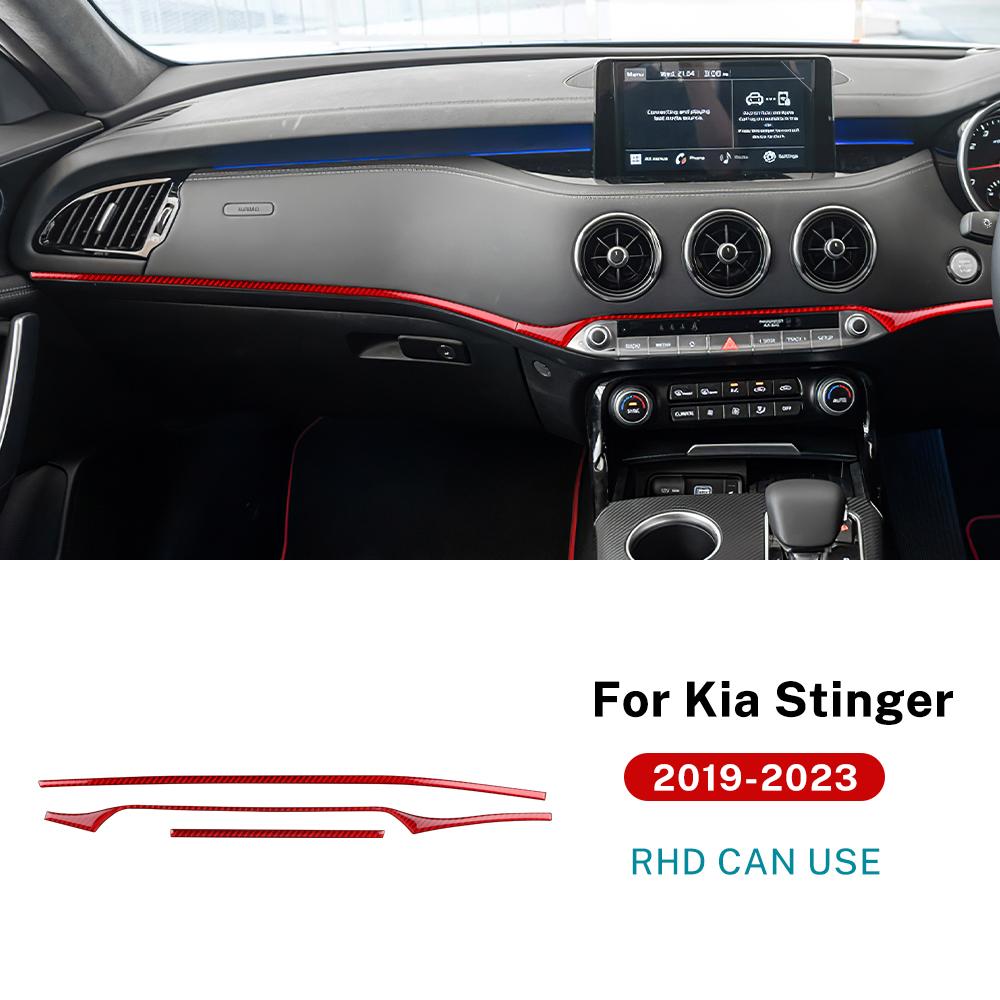 

Real Soft Carbon Fiber Sticker For Kia Stinger 2019 2020 2025 2025 2025 LHD RHD Car Central Control Strip Interior Accessories