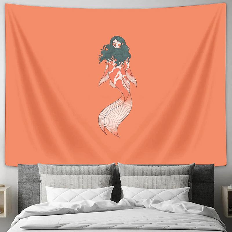 Ocean Mermaid Wall Tapestry Sea Wave Backdrop Coastal Home Decor Fantasy Art Mythical Creature Bedroom Aesthetic Dorm Room Decor