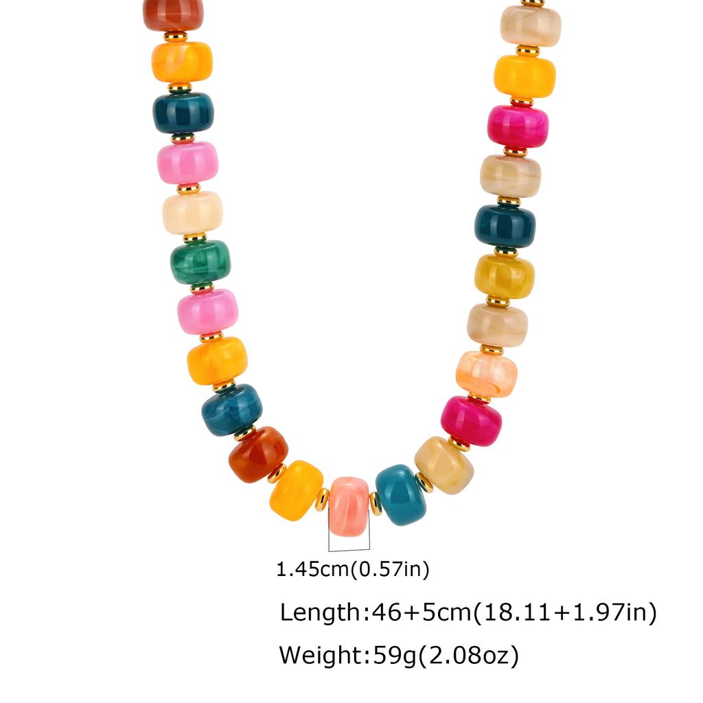Fashion Colorful Acrylic Big Beads Heart Pendant Necklace for Women, Creative Clavicle Chain Necklace, Statement Trendy Jewelry