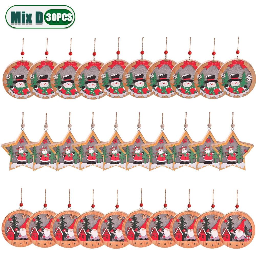 1-30PCS New Christmas Decorations LED Luminous Christmas Tree Pendant  Old Man Snowman Deer Night Light Ornament Pendant