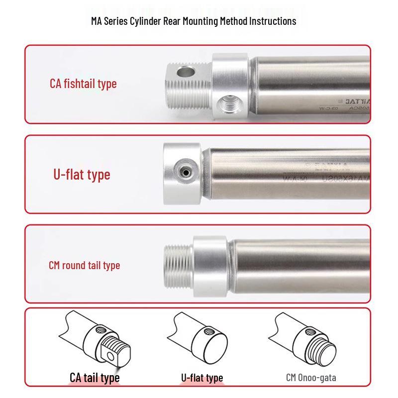 AirTAC Stainless Steel Mini Cylinder MA Series - Sizes: 16/20/25/32 mm x 15/25/30/50/75/100/125-SU