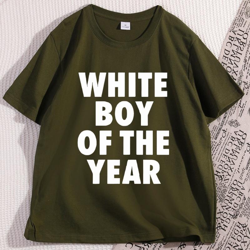 WHITE BOY OF THE YEAR T Shirt Casual Cotton Short Sleeve Oversized Tshirt Streetwear Classic Loose Tees High Quality Clothing
