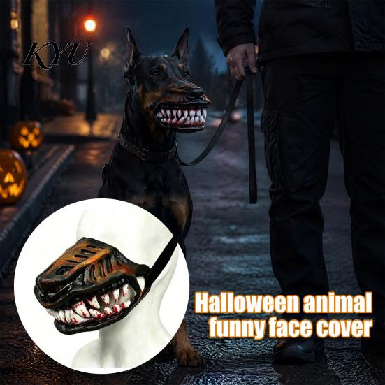 Spooky Pet Accessories Hell Hound Muzzle for Dogs, Scary Natural Latex Beast Costume Mask Funny Puppy with Adjustable Straps, Halloween Party Cosplay