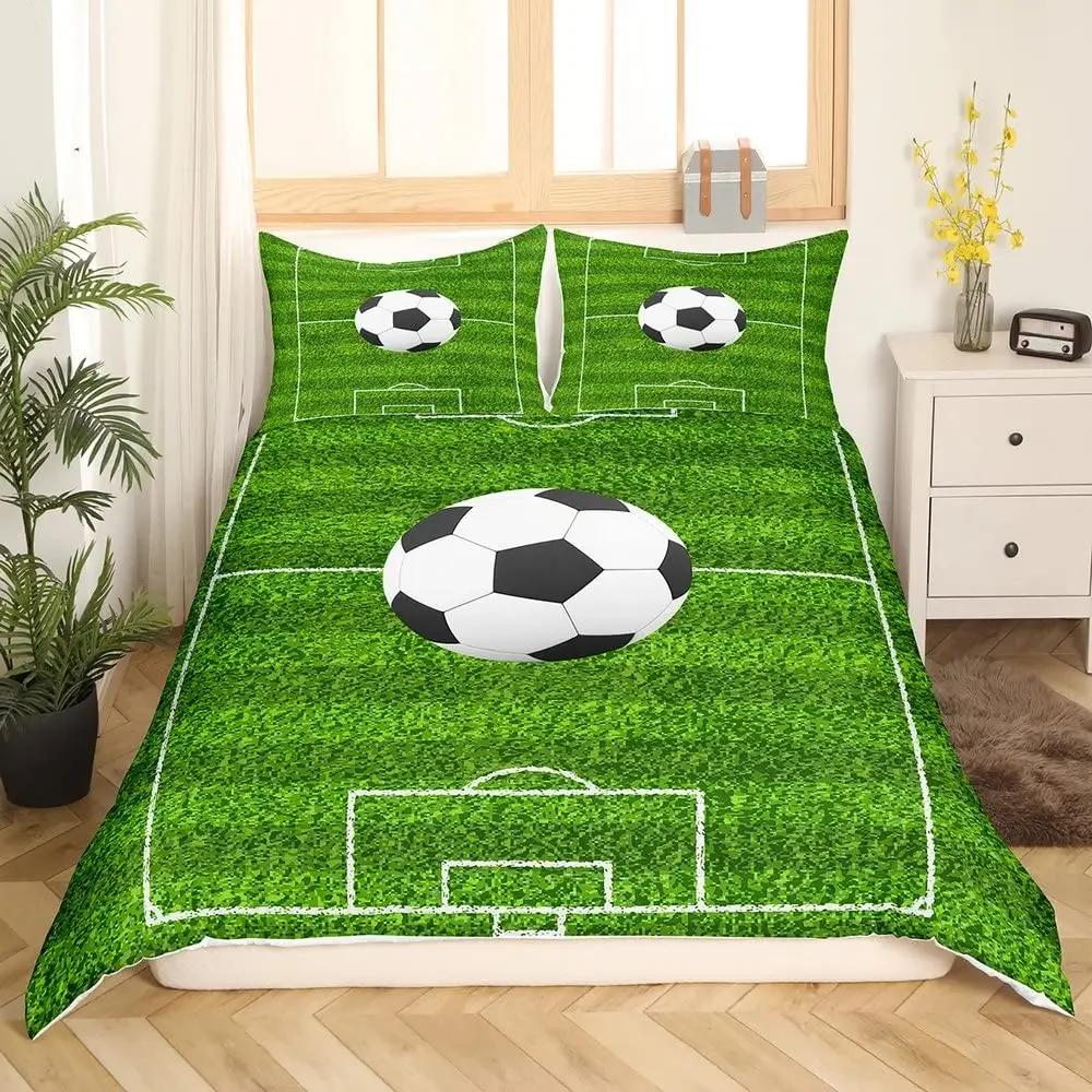 Football Duvet Cover Set Hand Drawn Sketch Soccer Sports Bedding Set for Boys Teens Men Twin Comforter Cover