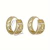 Geometric Pattern Sparkling Hoop Earrings for Women Elegant Hollow Out Round Earrings Fashion Daily Party Jewelry