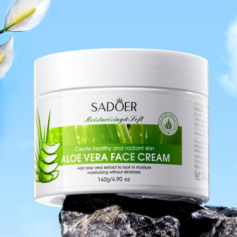 140g Hydratační krém s aloe vera, bohatý na glycerin, extrakt z aloe vera a další složky pro péči o pleť, osvěžující a voňavý
