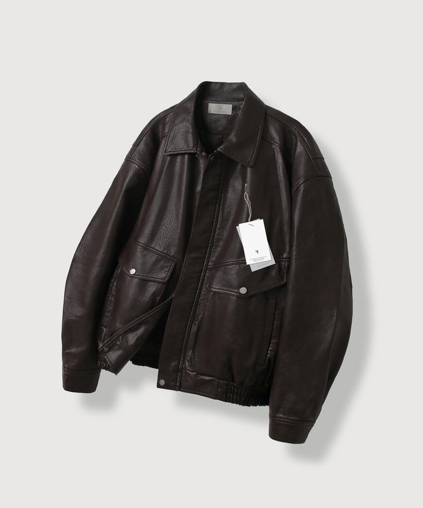 Mood Inside Refined Pocket Leather Blouson_Brown