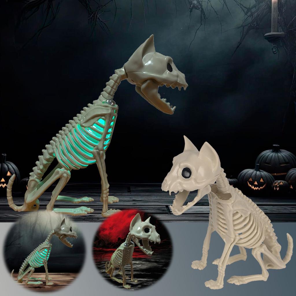 Halloween Cat Skeleton Scene Setting Props Scary Cat Skeleton Cat Setting Props (with Light)