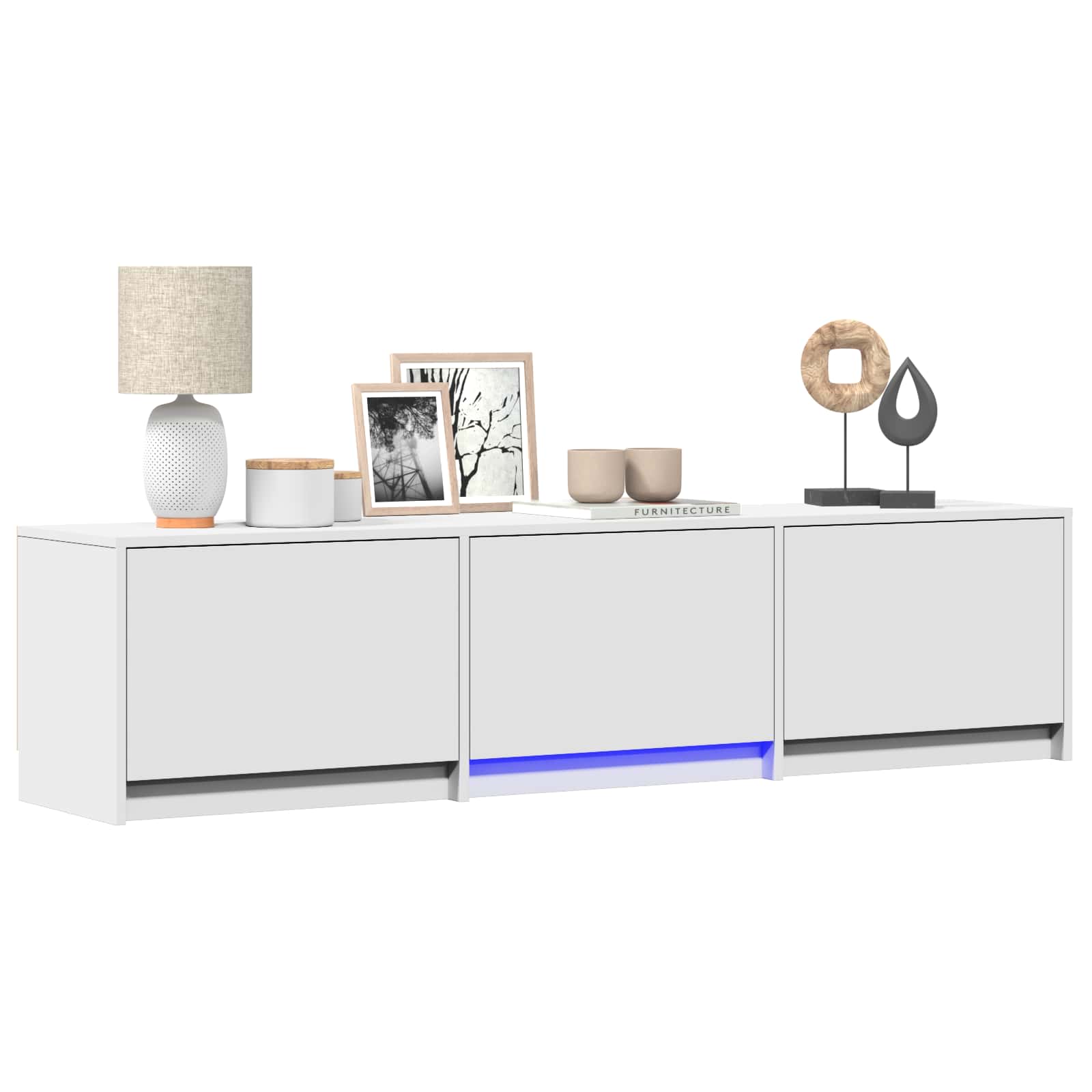 TV-Ständer mit LED-Beleuchtung Weiß 165 x 34 x 40 cm Holzwerkstoff