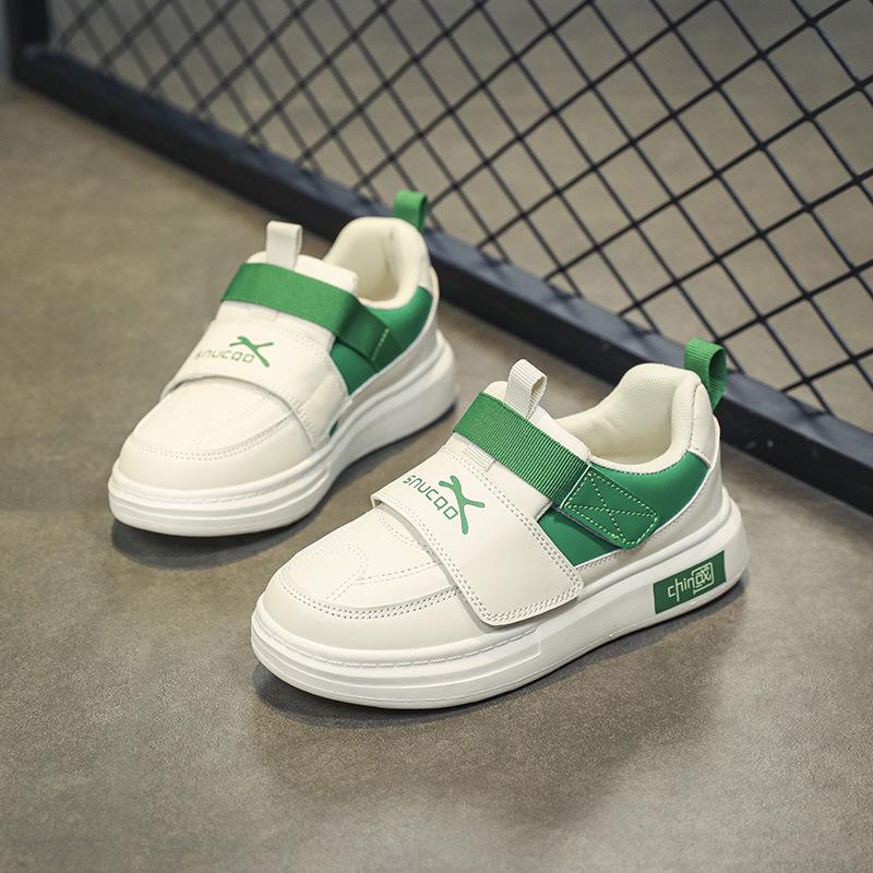 2025 Men's & Kids' Trendy Sports Shoes: Breathable Velcro White Shoes for Autumn