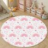 Love Cartoon Print Round Carpet Living Room Decoration Pretty Rainbow Kids Bedroom Carpet Home Mat Washable Leisure Carpet