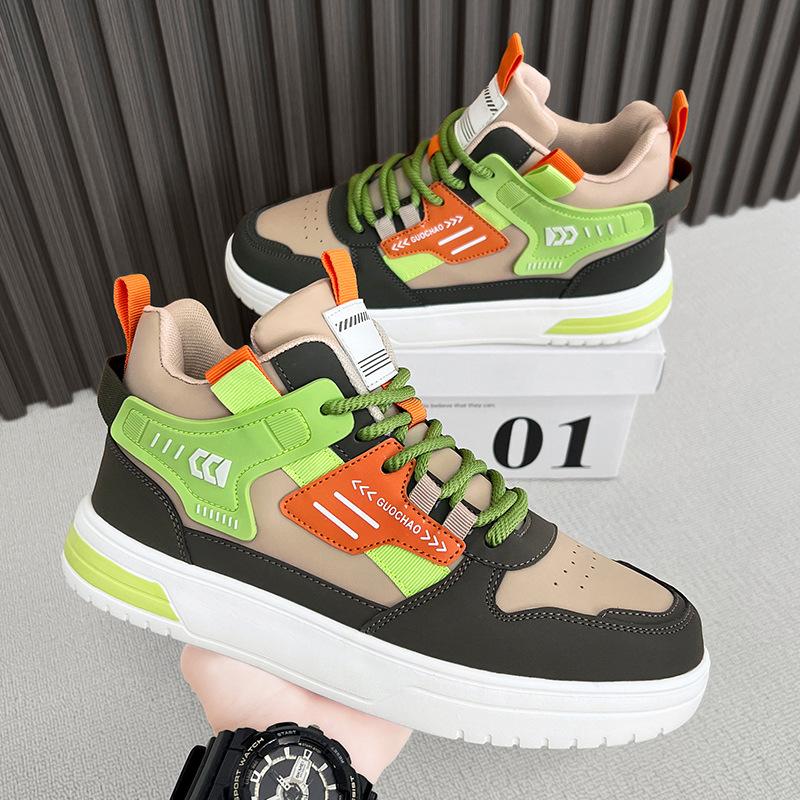 

Spring large size Guochao high-top shoes, tide brand board shoes 46 youth casual sports shoes, enlarged and fattened men s shoes 45 46 бежевий