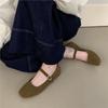French temperament shallow mouth square head Mary Jane single shoes women's 2025 new Korean version flat bottom one word buckle belt grandma shoes