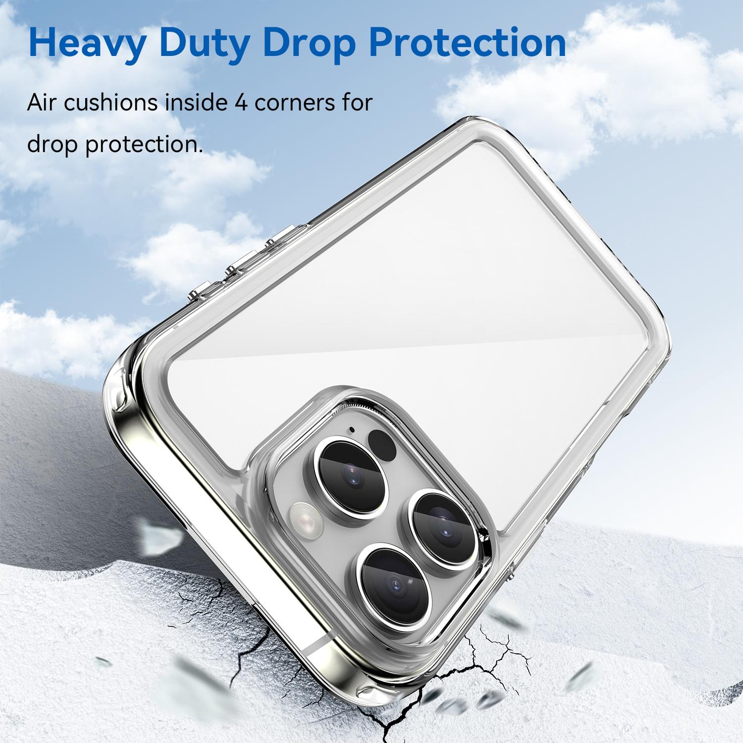 

For iPhone 16 Pro Max Case TPU+Acrylic Clear Back Cover (Big Rear Lens Hole) A