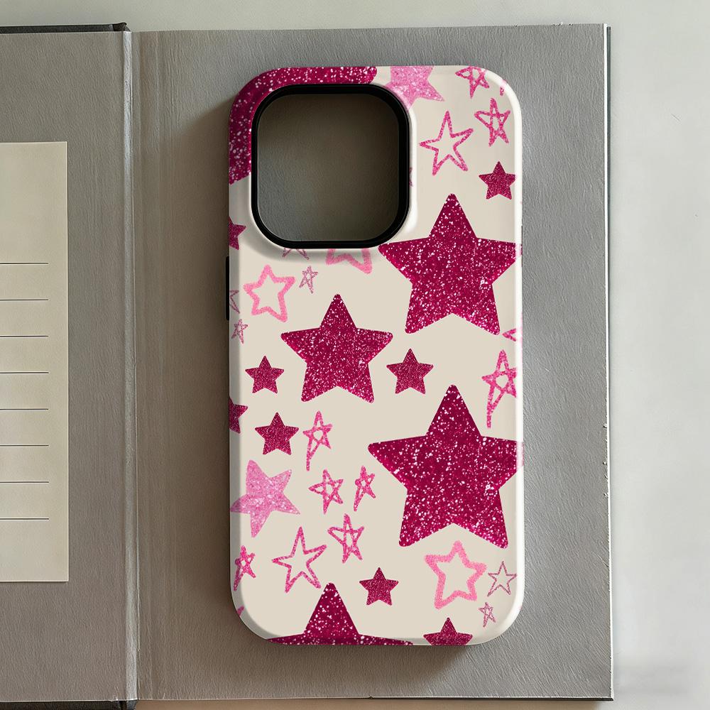 Clmj Y2k Stars Phone Case for iPhone 17 16e 16 15 14 13 12 11 X XS XR XSMAX 7 8 Air Pro Max Plus Luxury Double-layer Back Cover