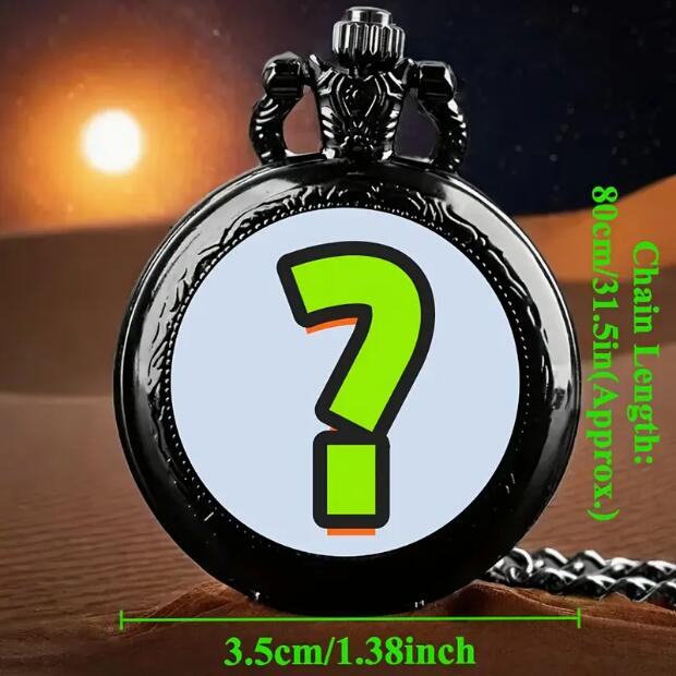 Buy 1 Get 1 Random 2 Pieces Mini Size Black Pocket Watch, with Necklace Pendant World-Time Feature, Gift Clock For Men Kids