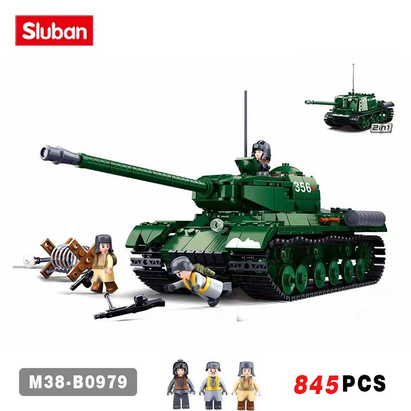 Sluban militärischer IS-2 Schwerer Panzer Modellbaustein WW2 Armee Soldat Kinderspielzeug Bausteine 845 Stück