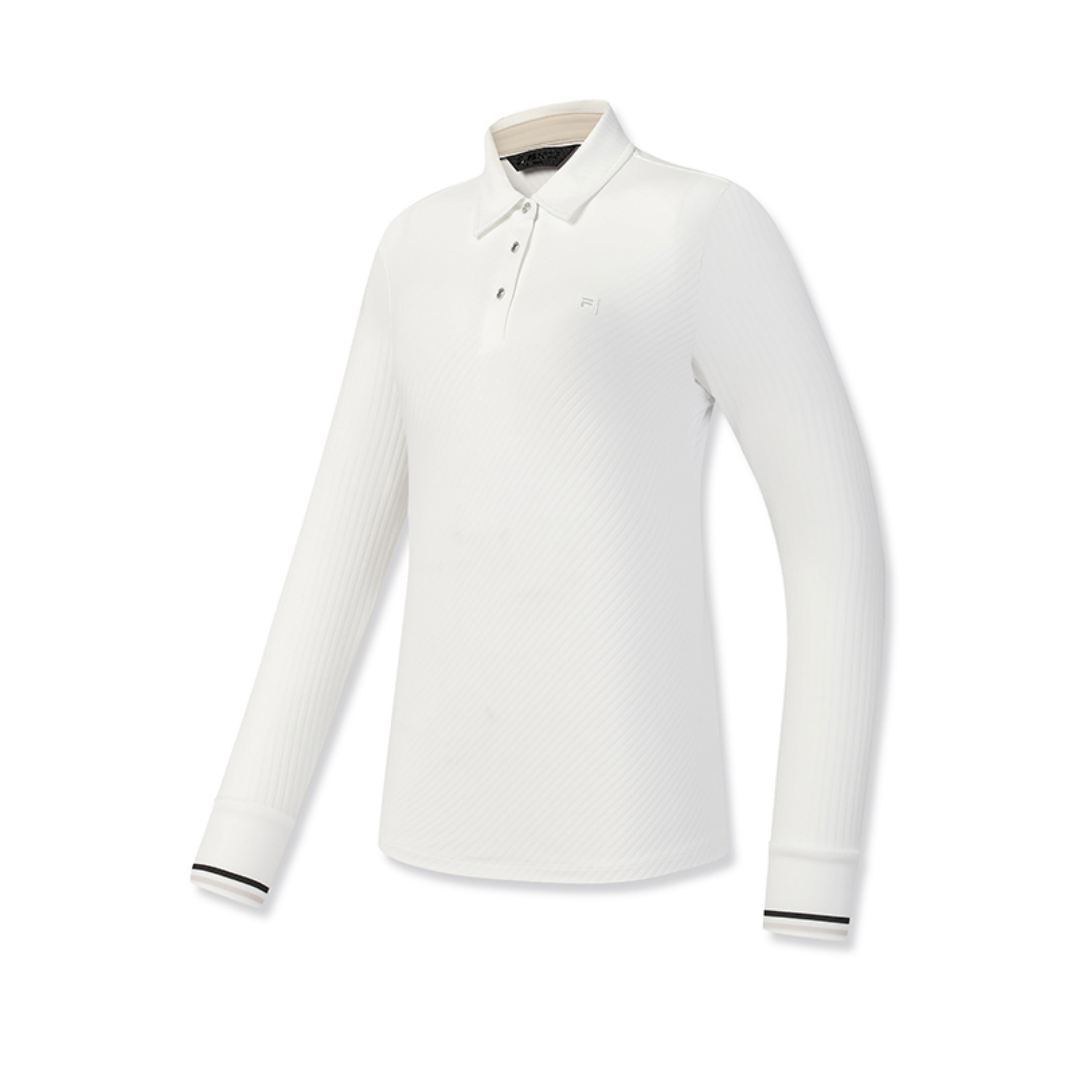 

FILA Golf Series Fashion Simple Sports Training Golf Casual Comfortable Versatile Knitted Long Sleeve Polo Shirt Women tops Jade-White A11W615209FWT 2XL