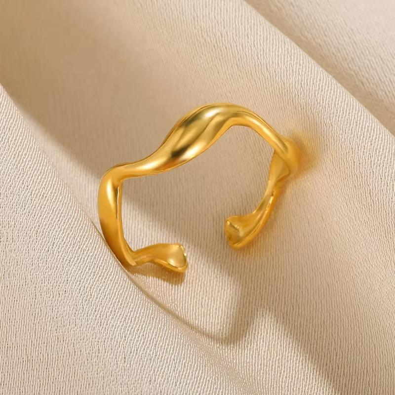316L Stainless Steel Rings for Women Gold Color Multilayer Geometric Open Ring Vintage Waterproof Wedding Aesthetic Jewelry Gift