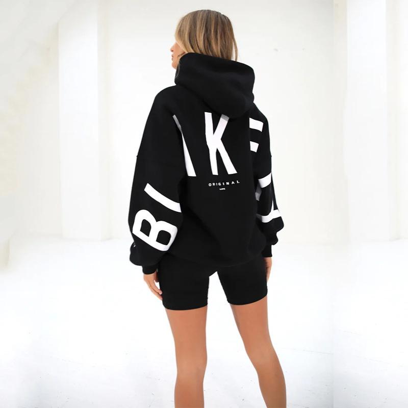 Dames Herfst Europese & Amerikaanse Stijl Briefprint Hoodie - Lange Mouw, Verdikt, Veelzijdig, Sportieve Pullover.