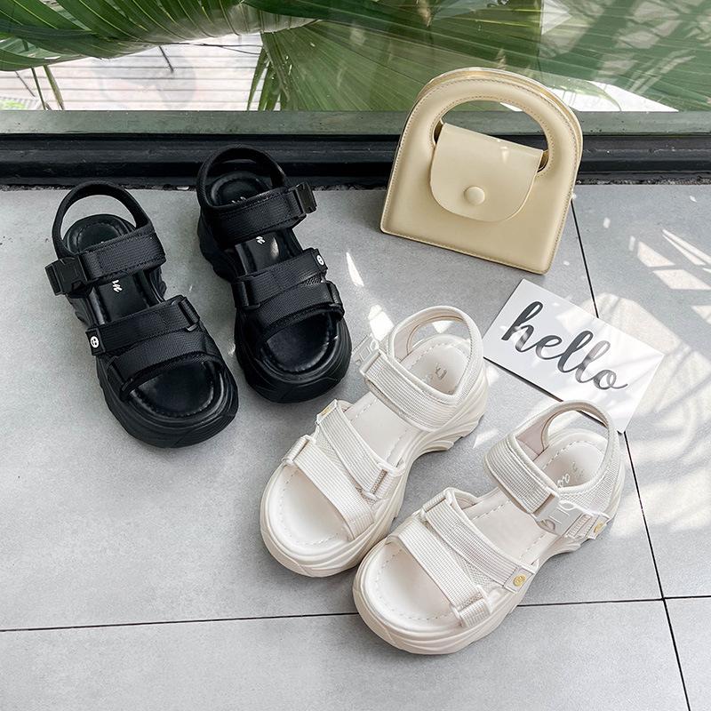 Sandale cu toc înalt pentru femei, stil sport, vară, modă nouă, pantofi cu talpă groasă, faimoși din internet, talpă moale, casual pentru plajă