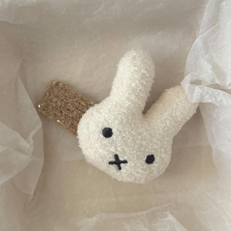 2 szt. Pluszowy króliczek w kolorze kawy, Urocza dziewczynka z grzywką i wsuwkami, Wszechstronne, miękkie i urocze akcesoria do włosów