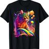 Colorful Rainbow Cat Graphic T-Shirt