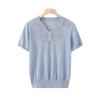 Chic Summer Ice Silk T-Shirt for Stylish Moms - 2026 Fashion Knit Top for Middle-Aged & Elderly Women