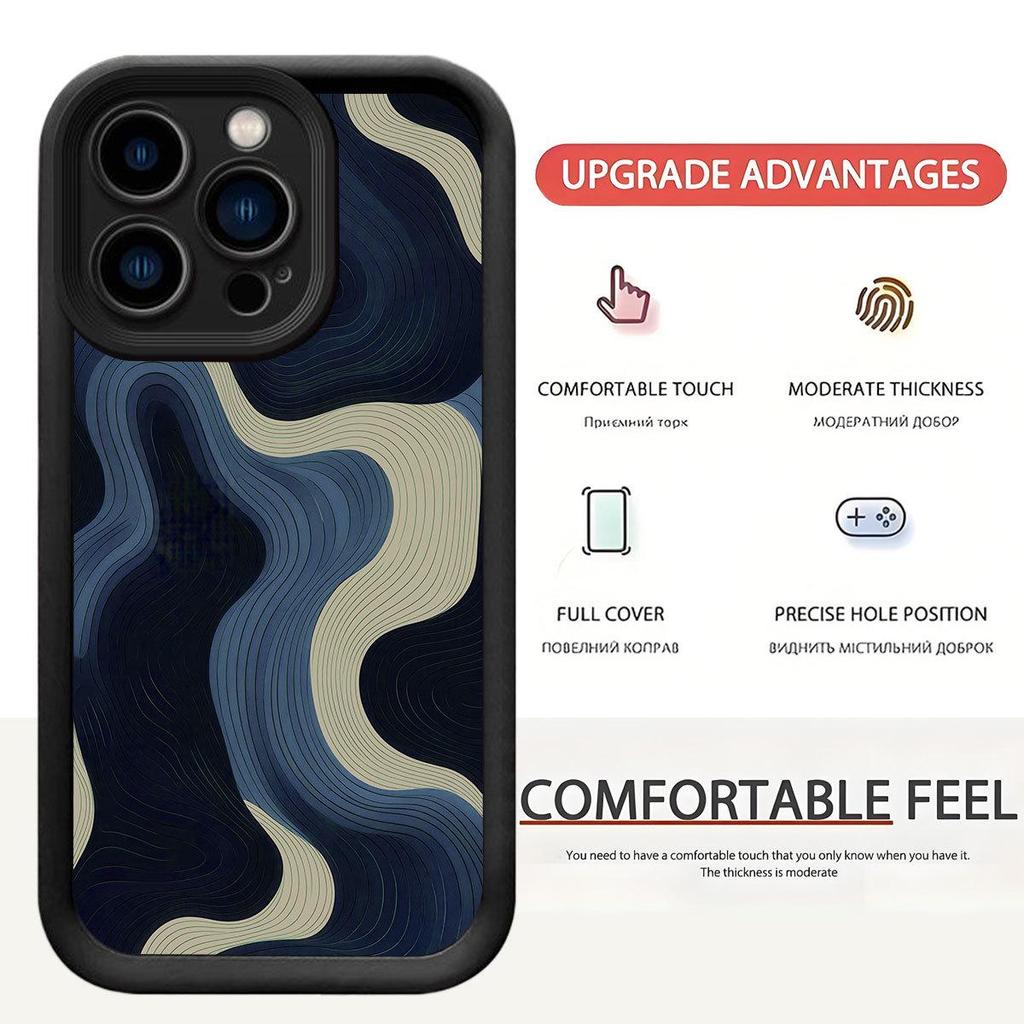 Black Blue Wave iPhone 15/16/17 Pro Max Protective Phone Case Cover